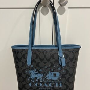 Coach Horse And Sleigh Signature Mini City Tote Bag NWT